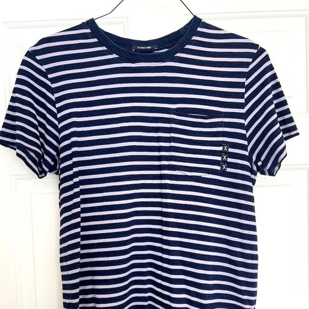 Scotch & Soda Navy Lavender Striped Men's Short Sleeve Tee